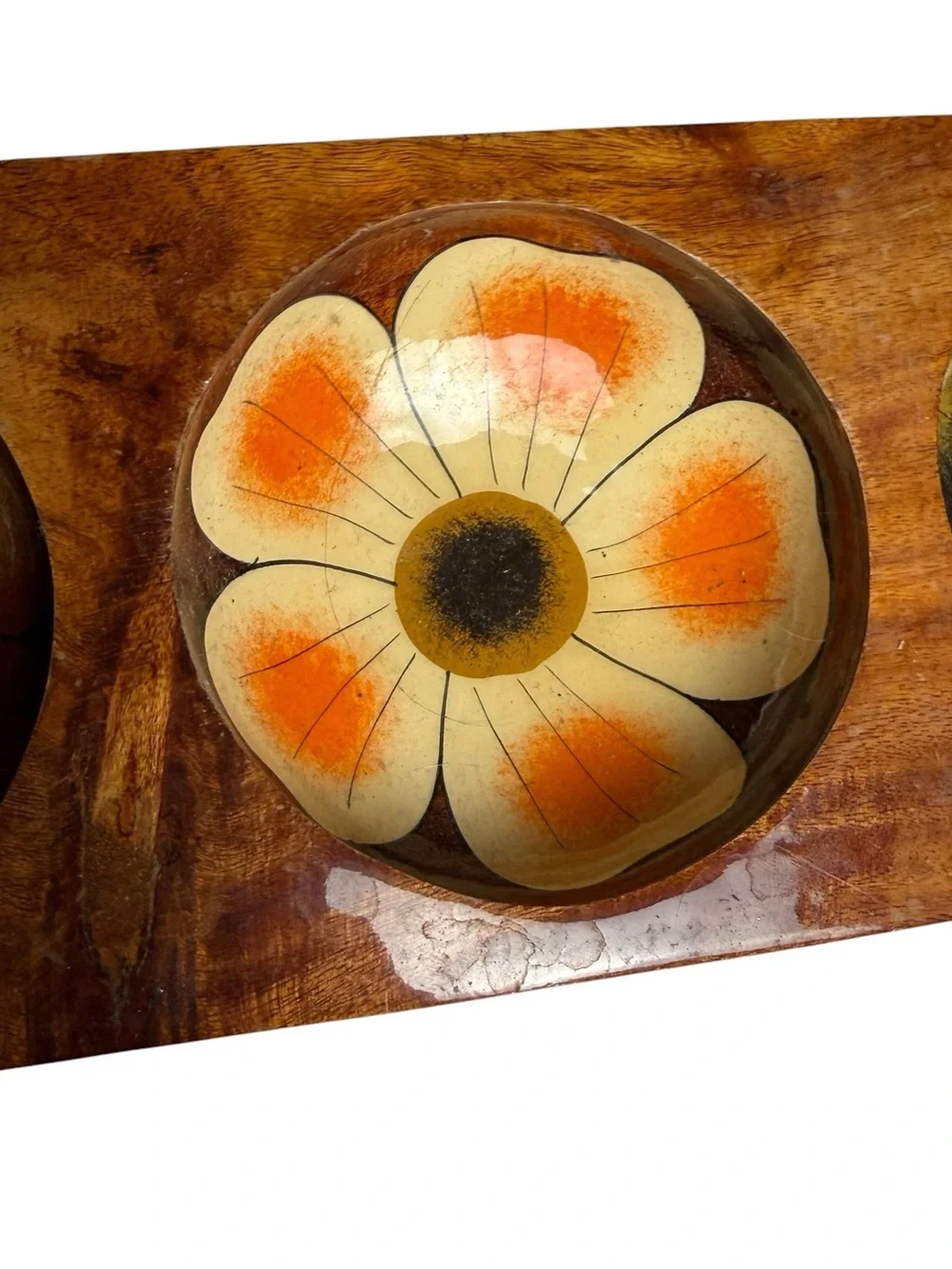 Hippie Jewelry Catch All Bowls 3 In 1 Wood Puerto Vallerta Mexico Floral Cottage